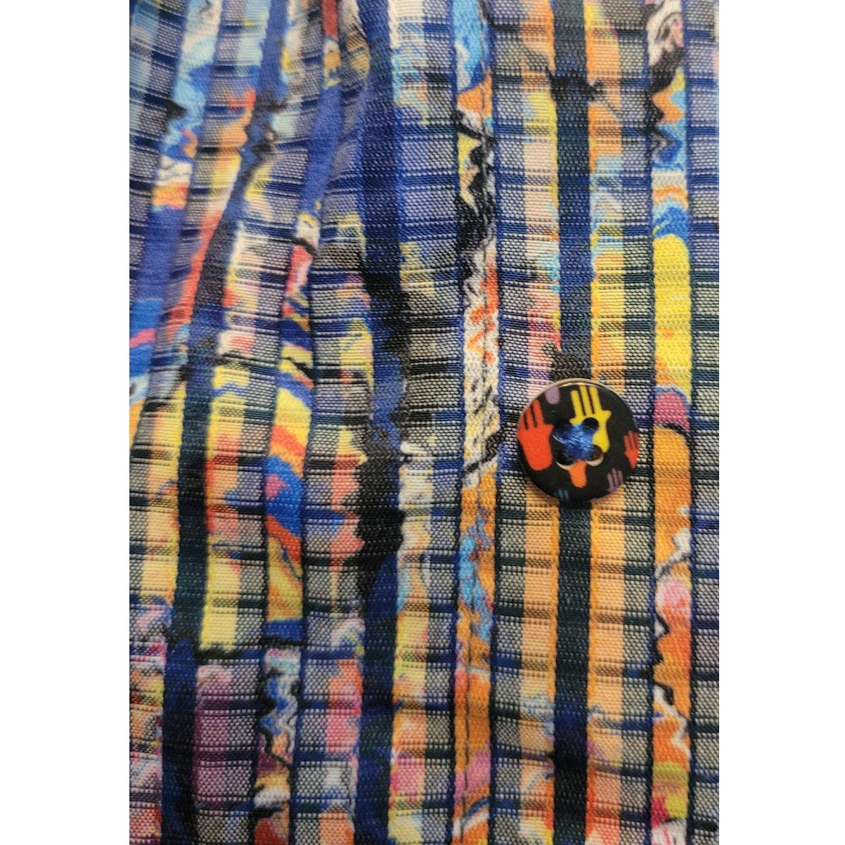 Luchiano Visconti Men’s Flip Cuff Dress Shirt Colorful Stripe • Large