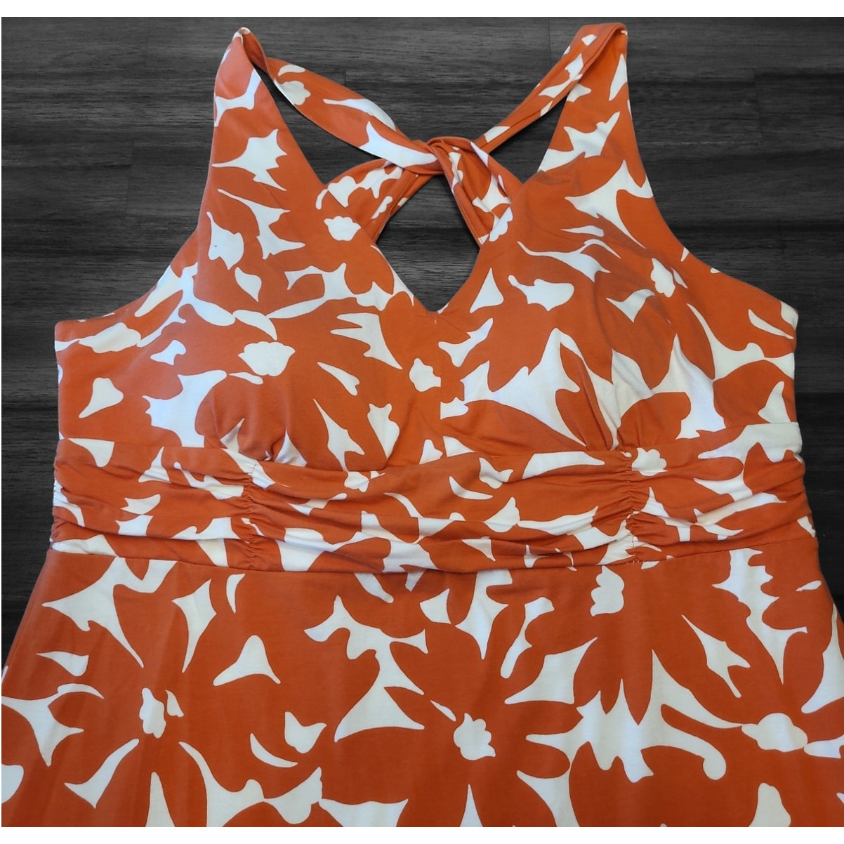 Tommy Bahama Orange Floral Racerback Sundress Padded Sz XL Summer Vacation