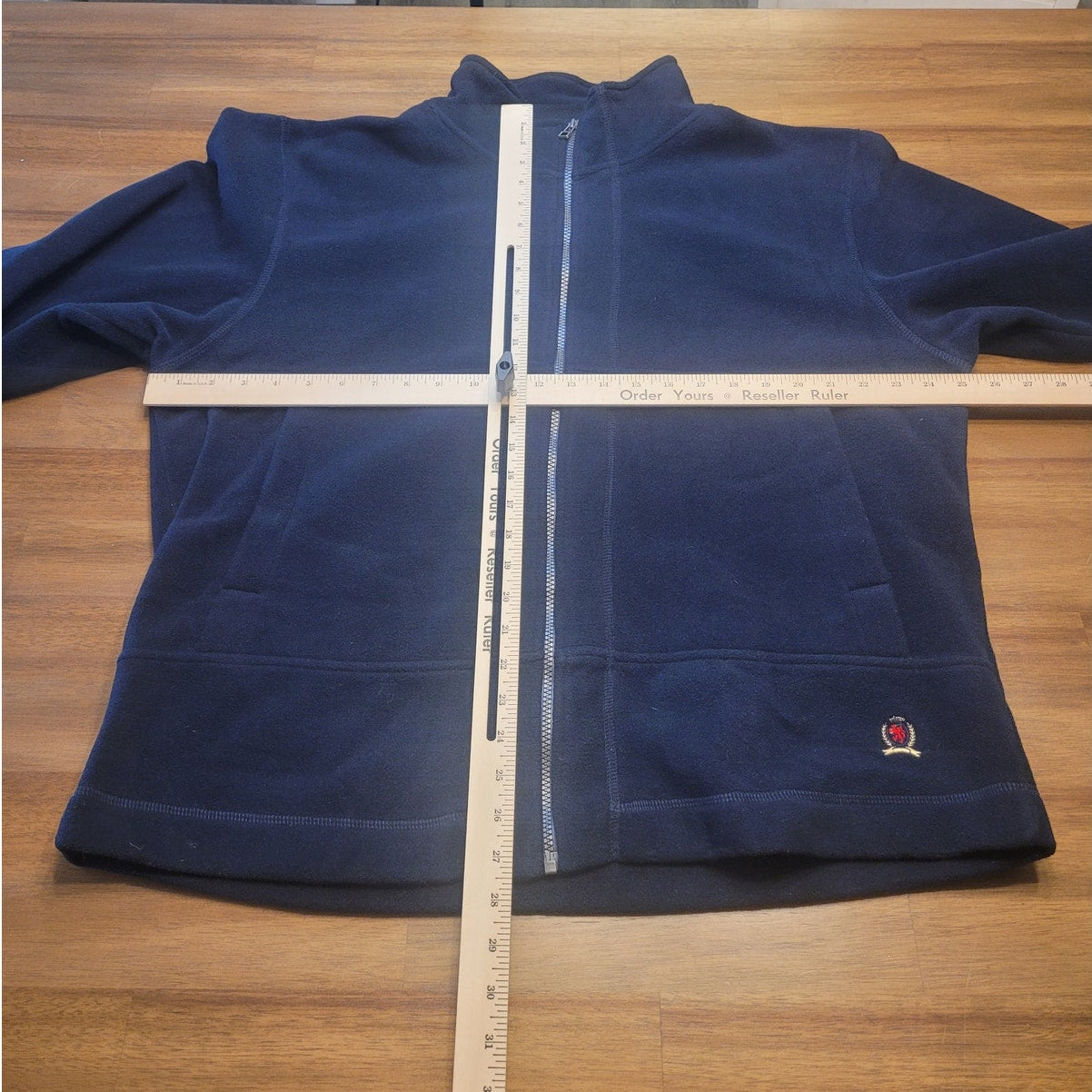 Tommy Hilfiger Mens Navy Embroidered Full Zip Fleece Jacket Size XL