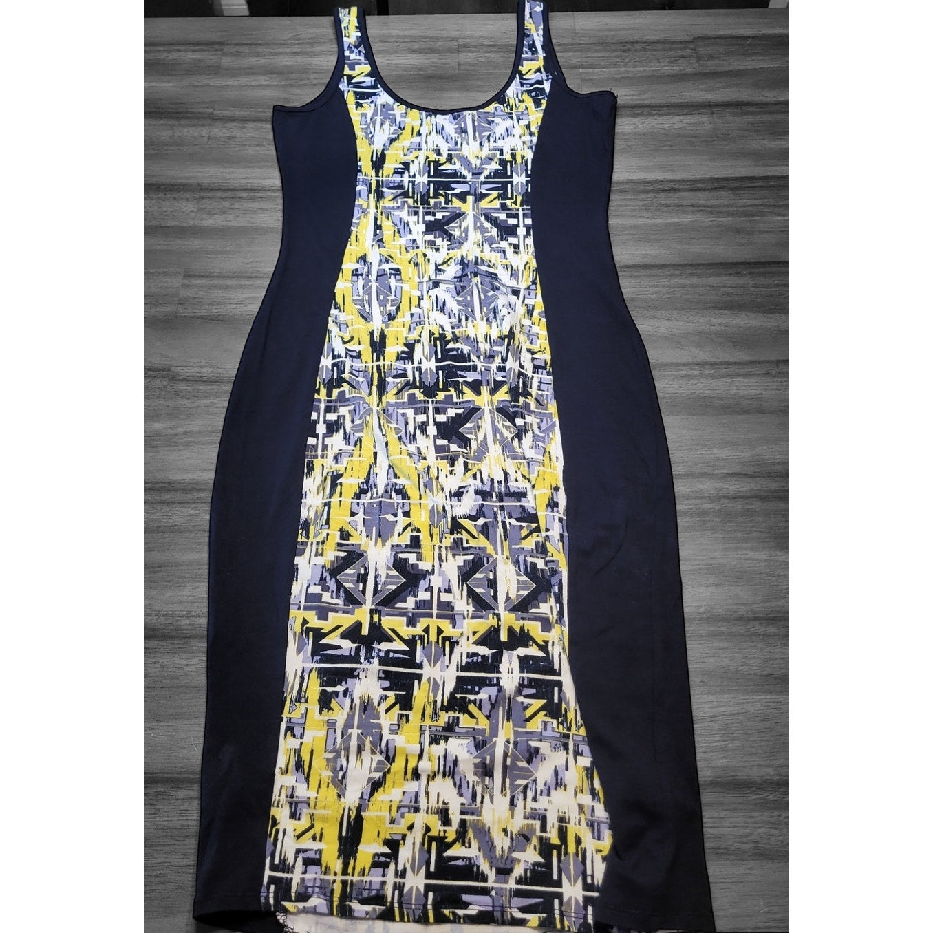 Material Girl Mini Dress Womens Aztec Print Medium Sleeveless Bodycon Black