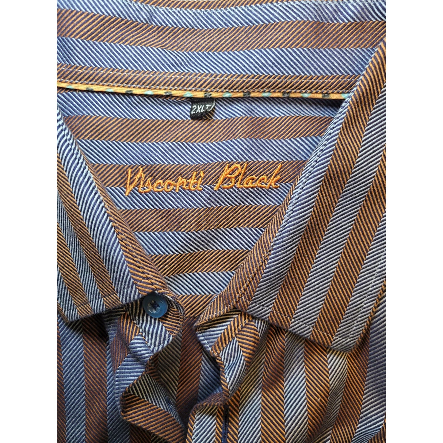 Luchiano Visconti Men’s Flip Cuff Dress Shirt Colorful Stripe • 2XLT | TALL