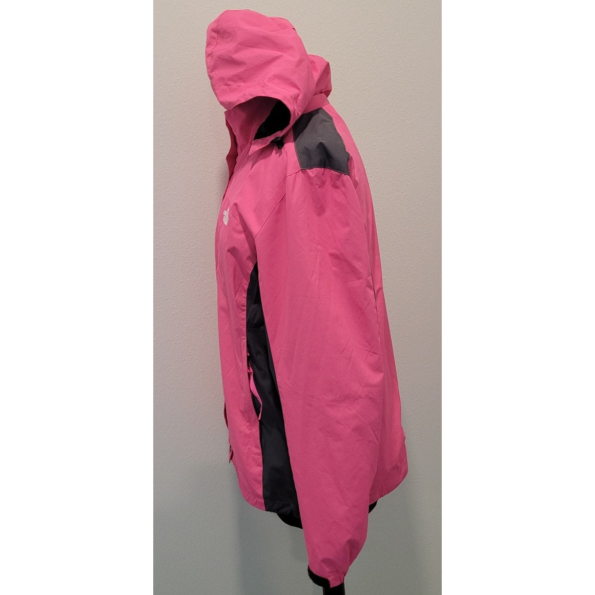 The North Face Pink/Gray Insulated Jacket Removable Hood Lightweight L READ