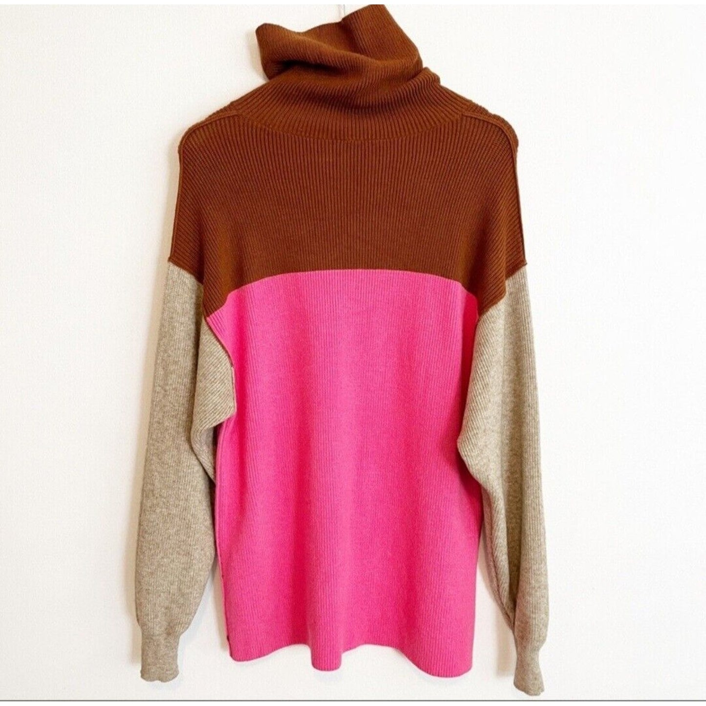 Free People Softly Structured Sweater Womens Size XS Colorblock Turtleneck Knit