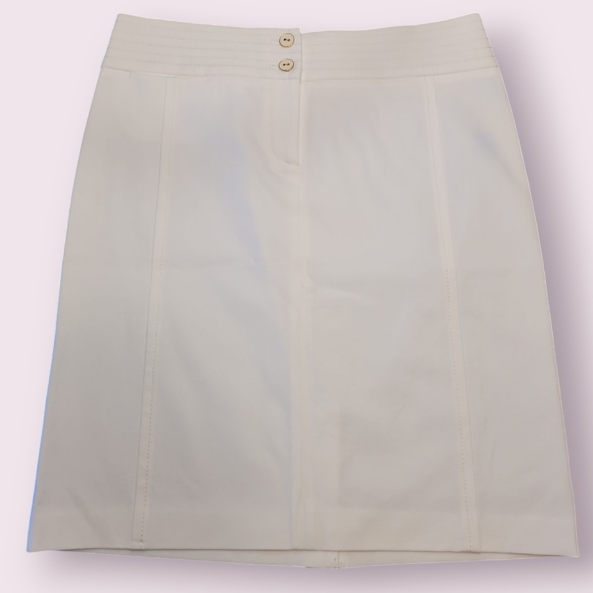 J.McLaughlin Womens Button Detail Pencil Skirt Ivory Back Vent 0