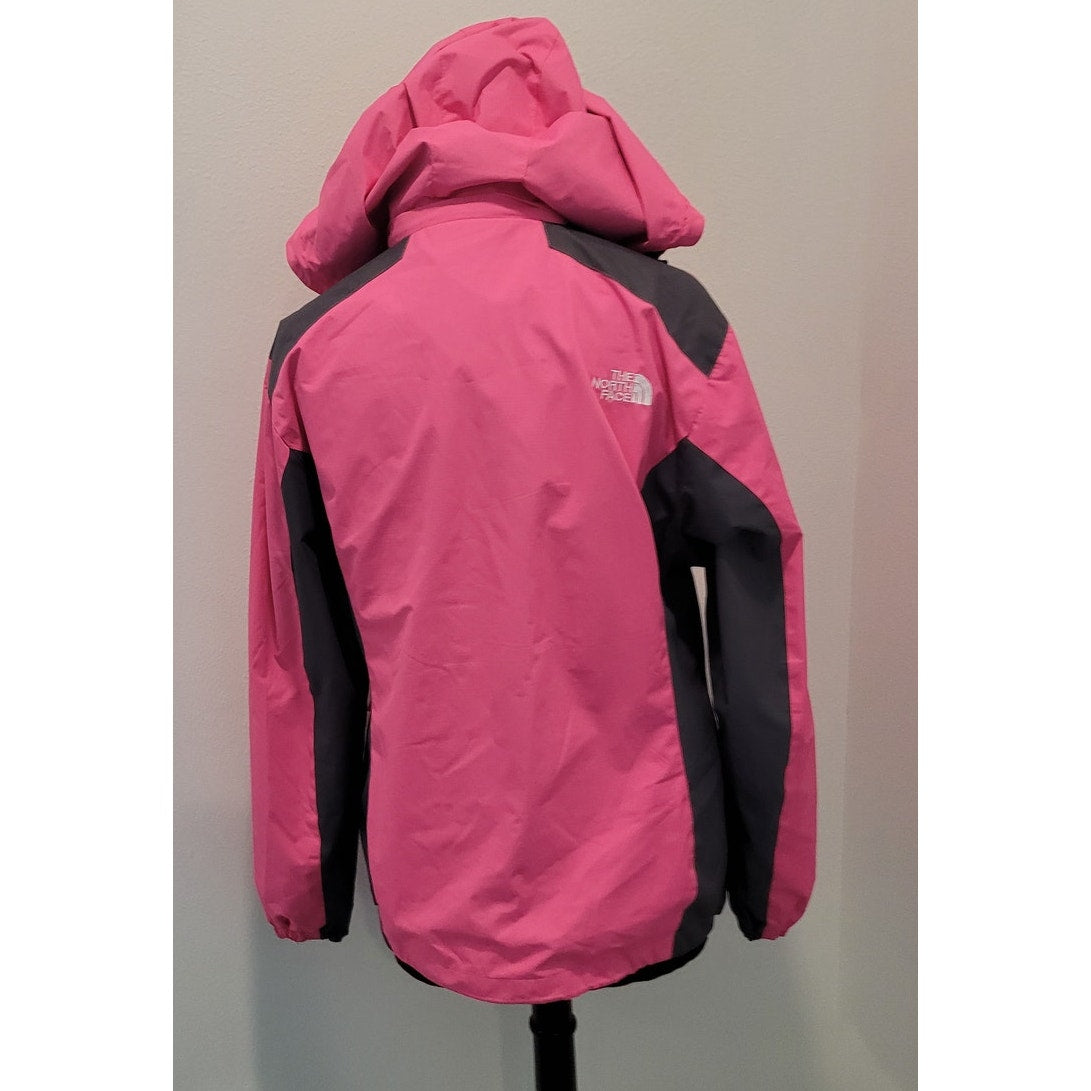 The North Face Pink/Gray Insulated Jacket Removable Hood Lightweight L READ