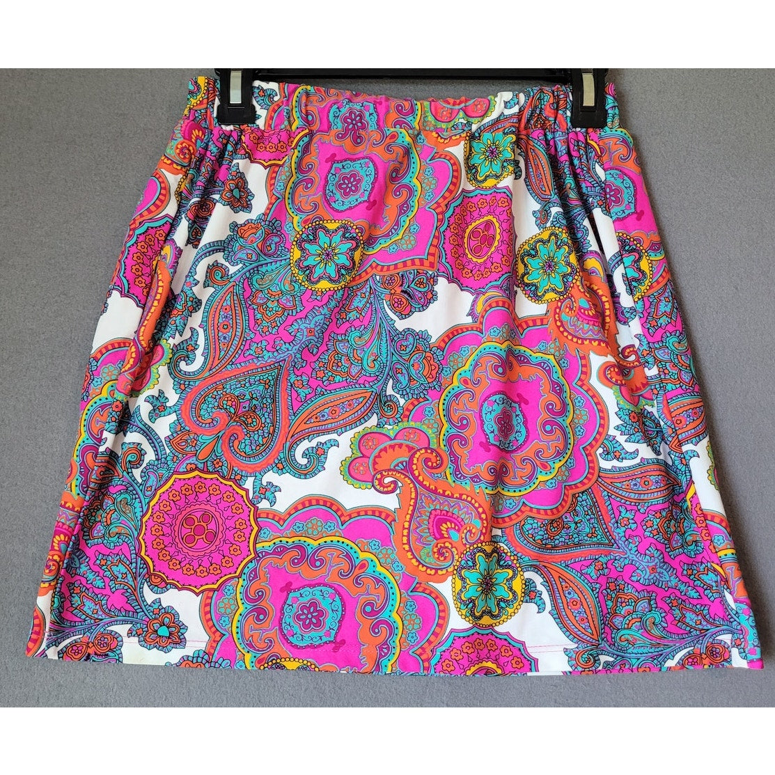 Jude Connally 16” Multicolor Paisley Drawstring Active Golf Skirt Size Small