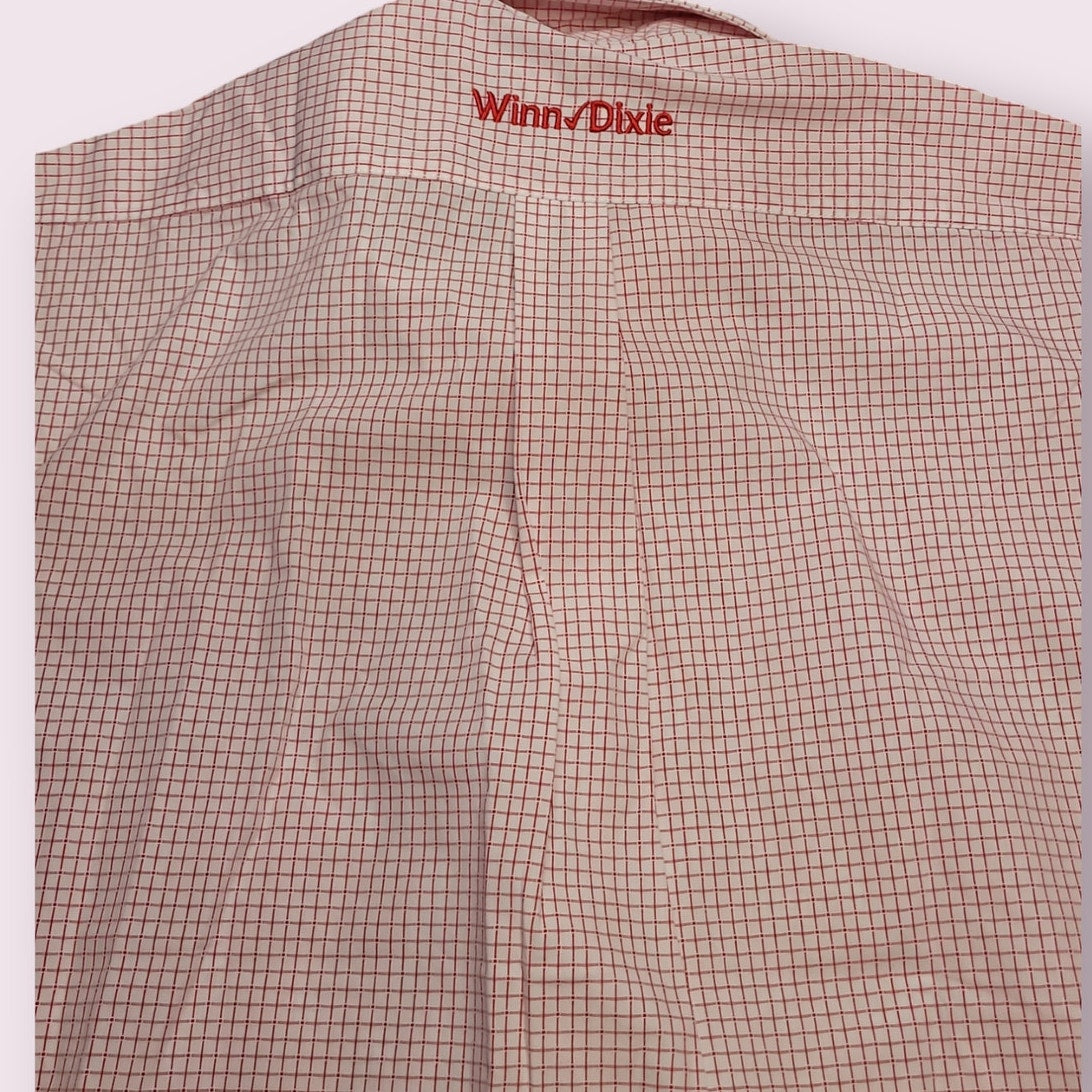 Winn Dixie Button Down Shirt Men's Large 17.5" Red White Check NWT