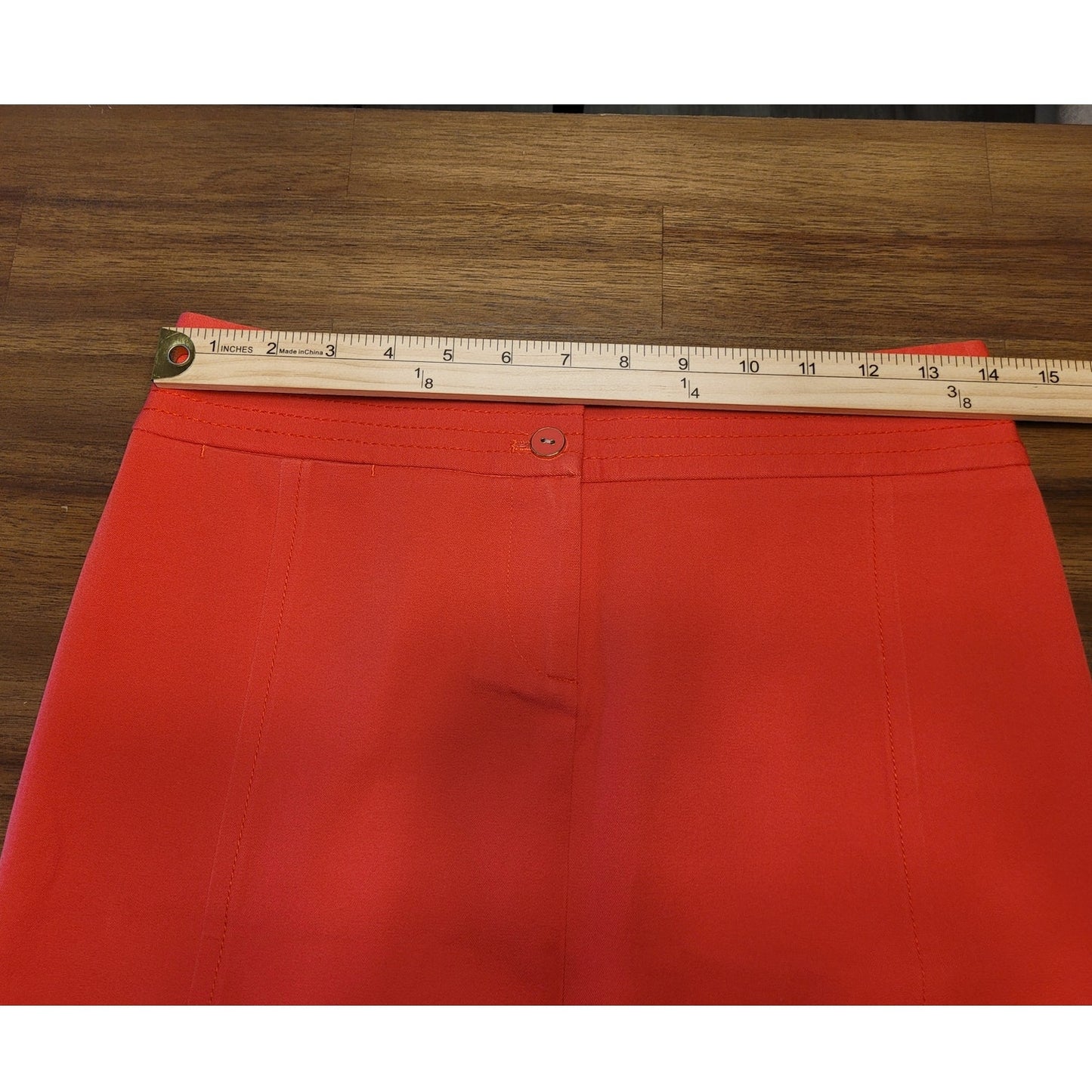 J.McLaughlin Womens Button Detail Pencil Skirt Coral Red Back Vent Sz 0