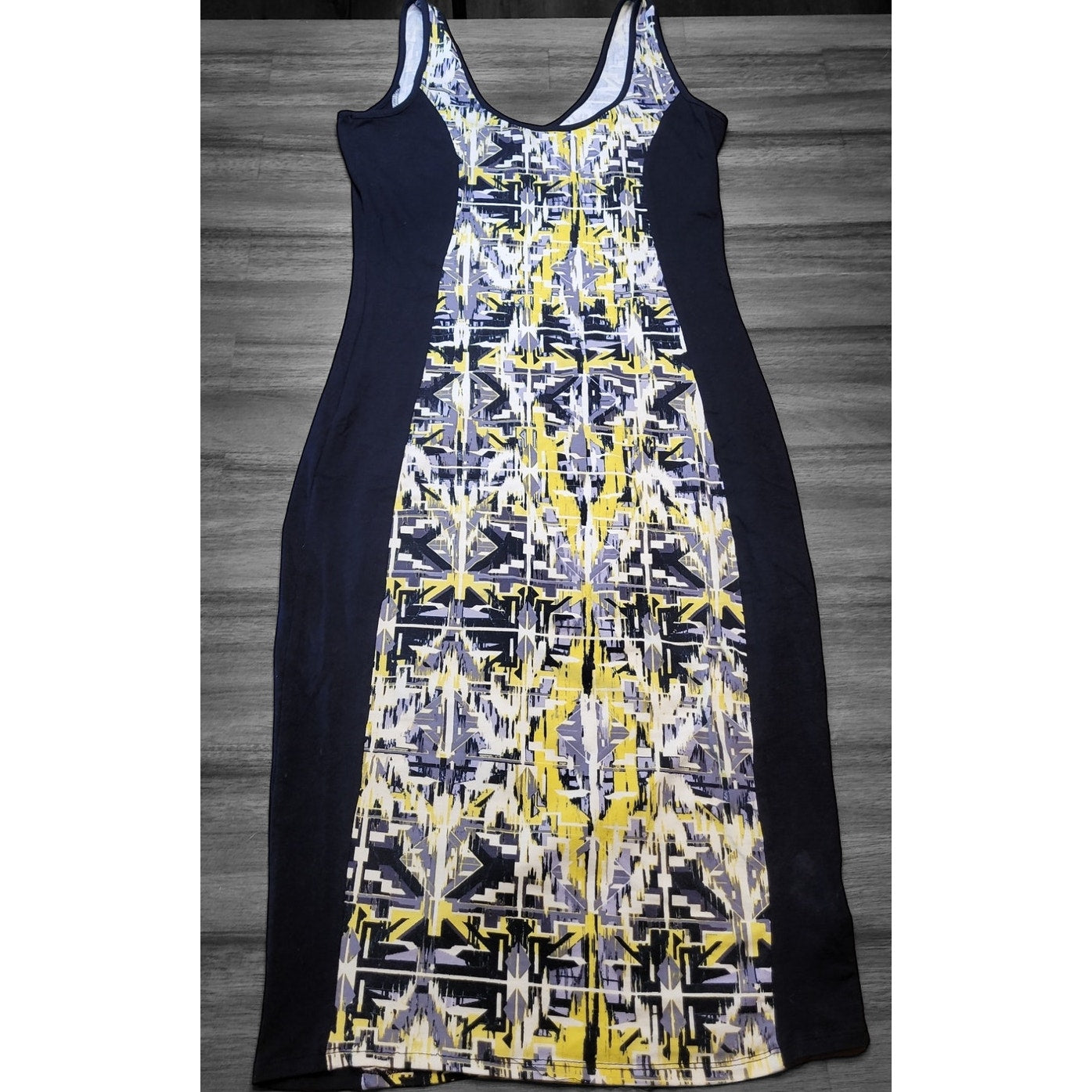 Material Girl Mini Dress Womens Aztec Print Medium Sleeveless Bodycon Black