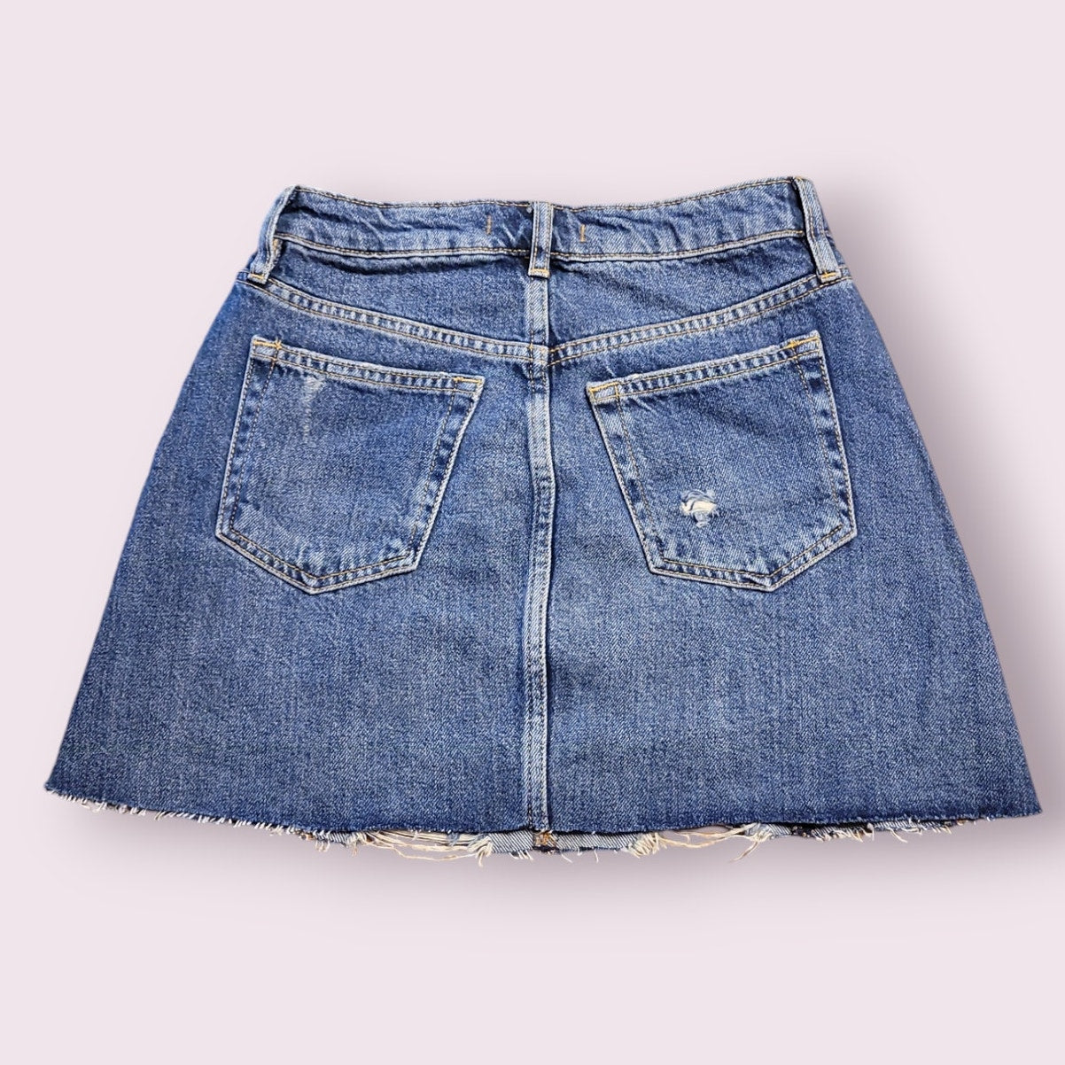 Free People Harvey Distressed Button Fly Jean Skirt Womens size 25 Raw Hem