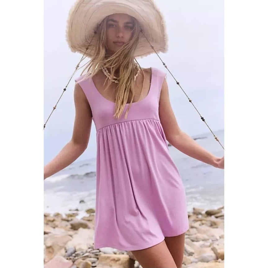 Free People Beach Mazarine Mini Dress Size Large Lavender Pink Babydoll