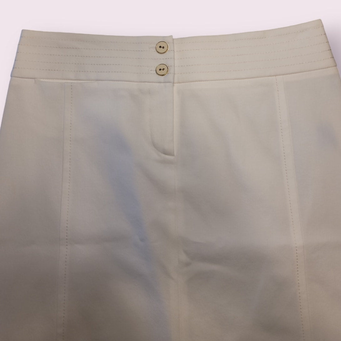 J.McLaughlin Womens Button Detail Pencil Skirt Ivory Back Vent 0