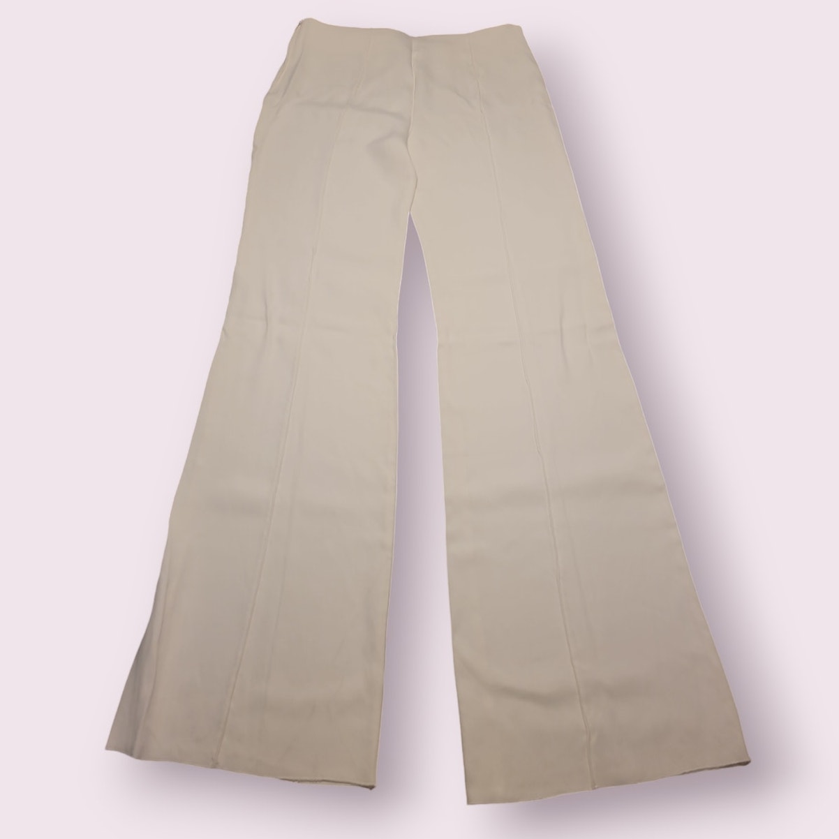 Agnona Ivory Viscose Wide Leg Dress Pants IT46 Side Zip Classic READ