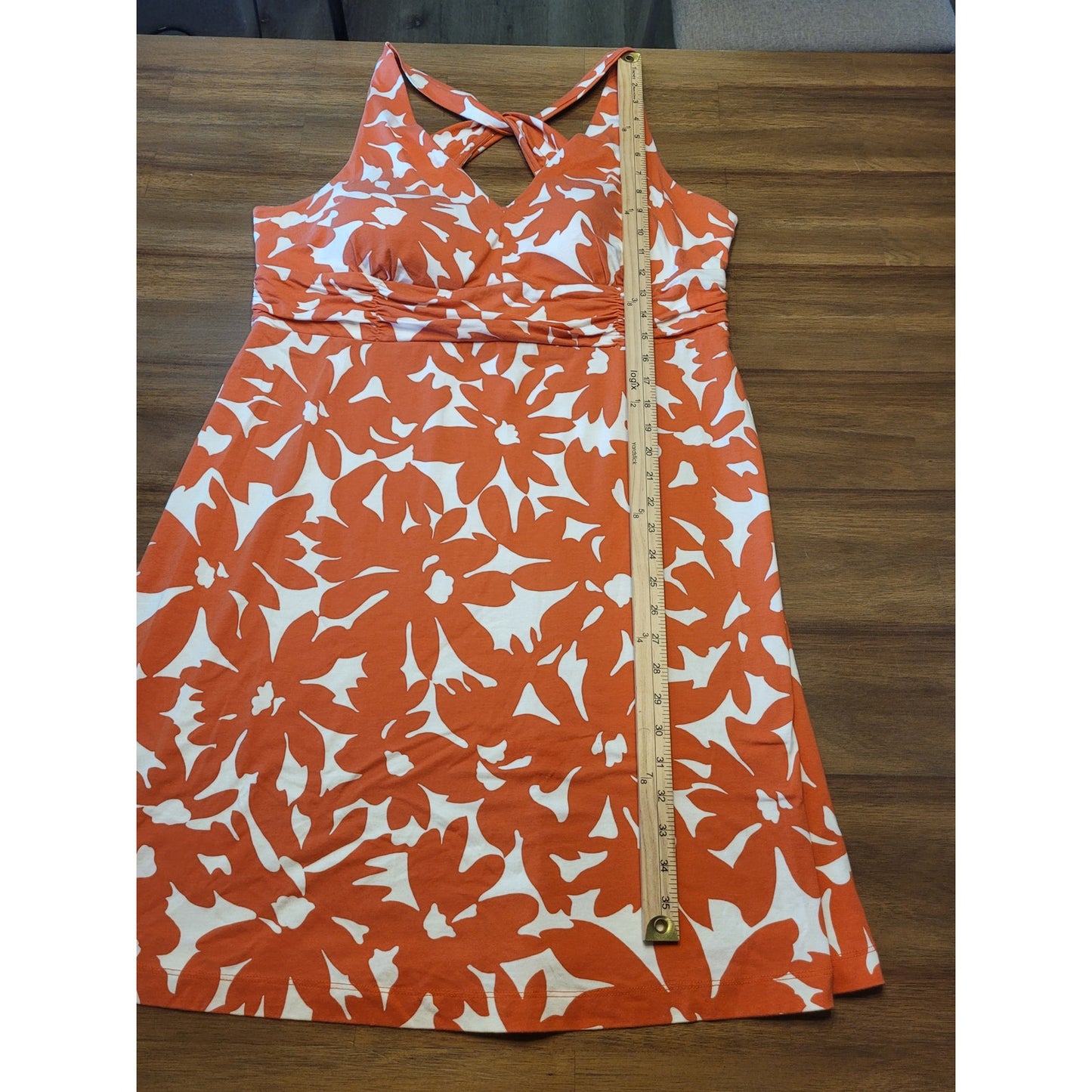 Tommy Bahama Orange Floral Racerback Sundress Padded Sz XL Summer Vacation