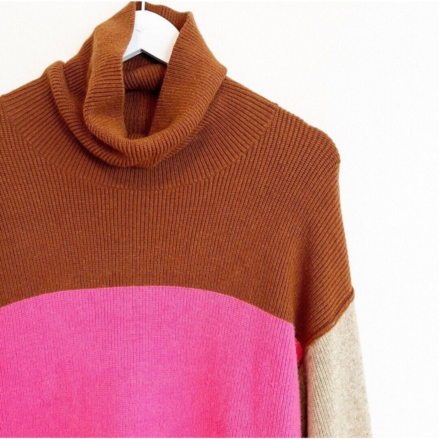 Free People Softly Structured Sweater Womens Size XS Colorblock Turtleneck Knit