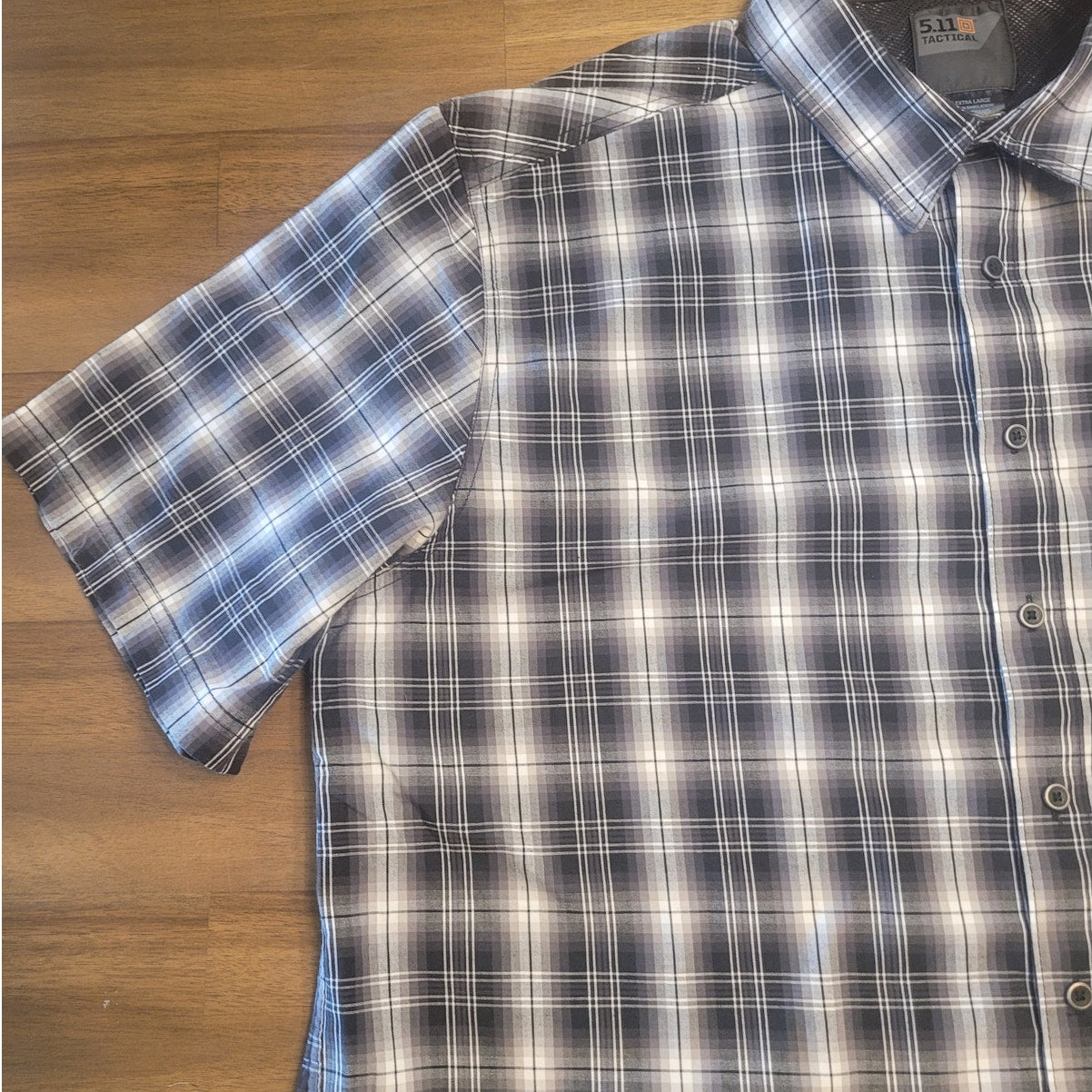 5.11 Tactical Shirt Mens XL Polyester Blend Short Sleeve Breaker Black Plaid