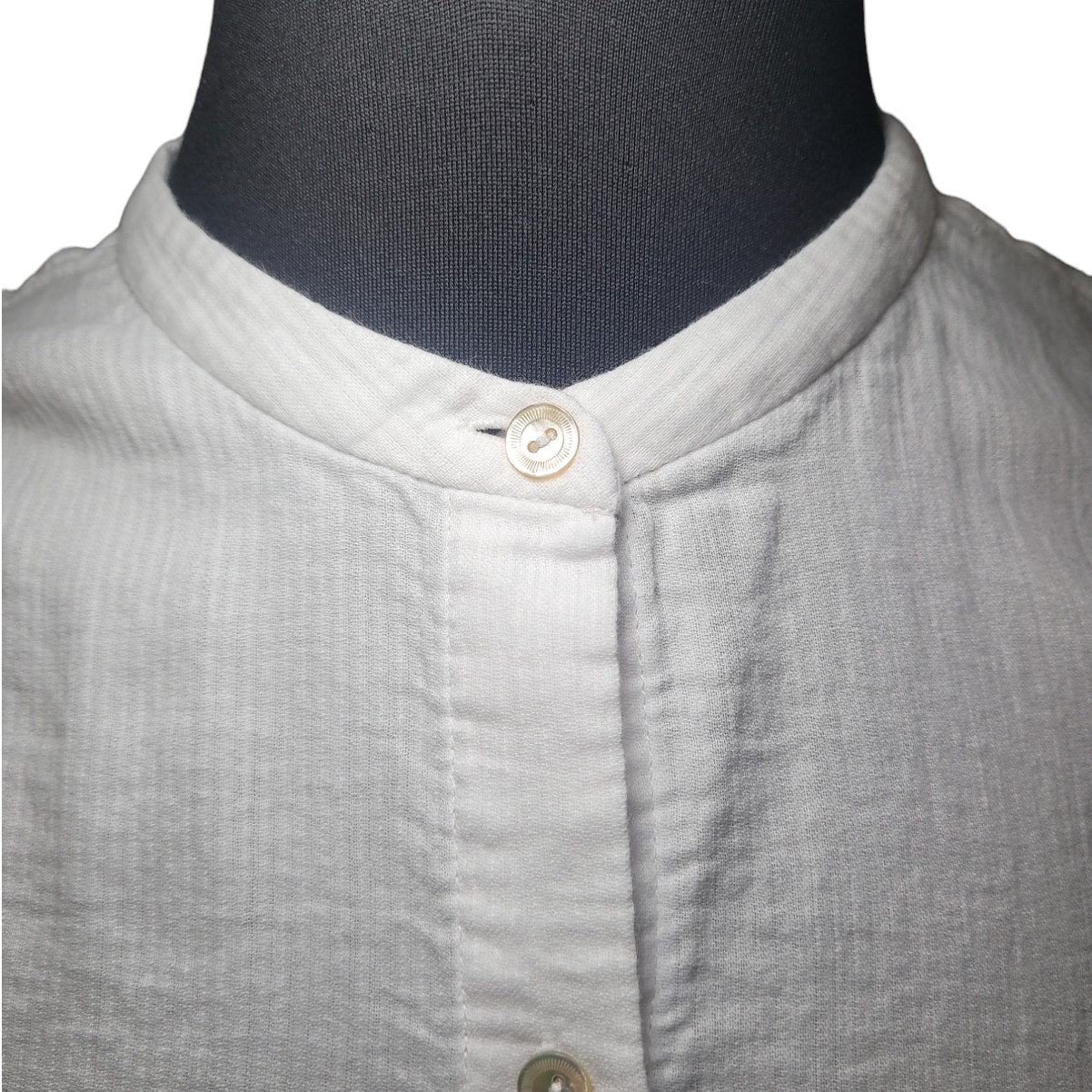 Eileen Fisher Women's Organic Cotton Mandarin Collar Shirt White Size Small