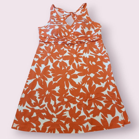 Tommy Bahama Orange Floral Racerback Sundress Padded Sz XL Summer Vacation