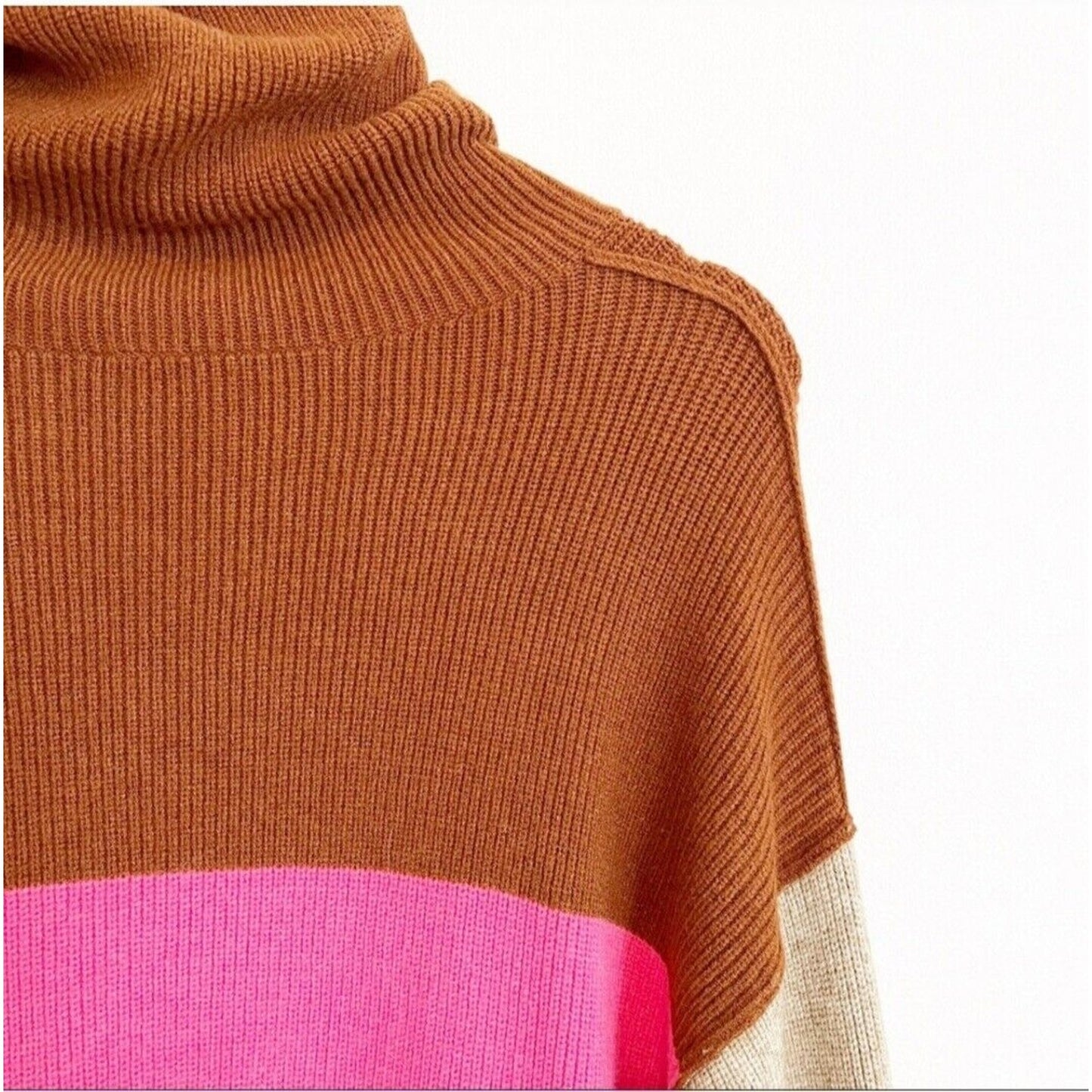 Free People Softly Structured Sweater Womens Size XS Colorblock Turtleneck Knit