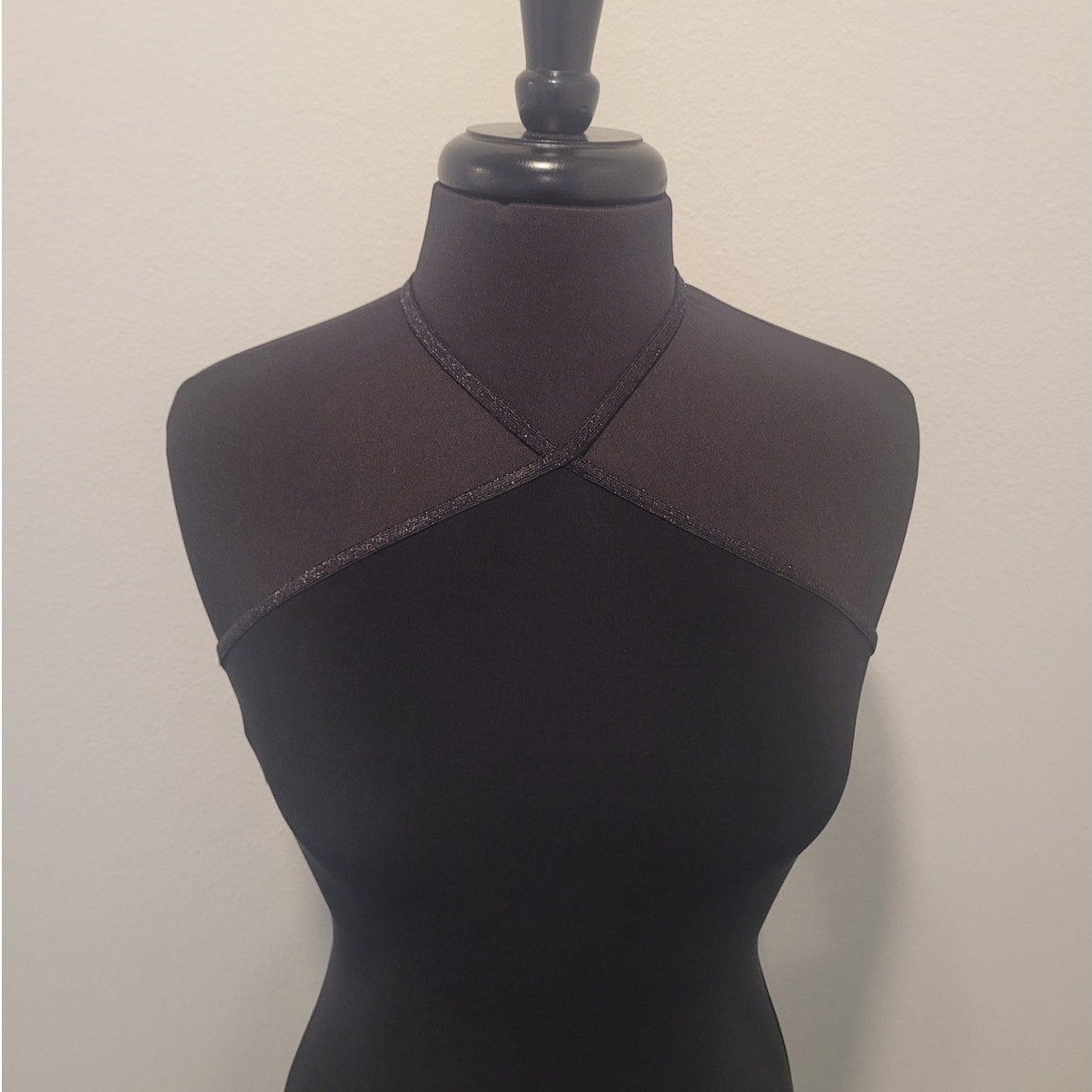 VTG City Triangles Little Black Dress Halter Criss Cross Strappy M 90s Y2K READ