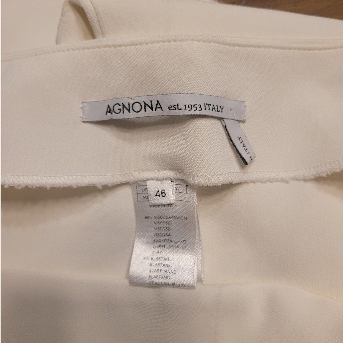 Agnona Ivory Viscose Wide Leg Dress Pants IT46 Side Zip Classic READ