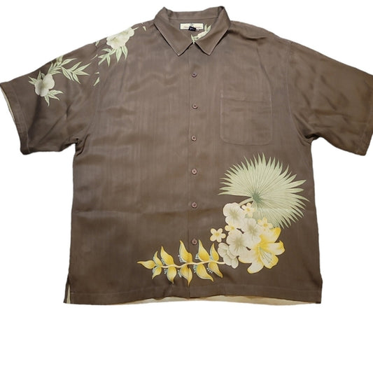 TOMMY BAHAMA Men's 100% Silk Hawaiian Camp Shirt Tropical Size XL