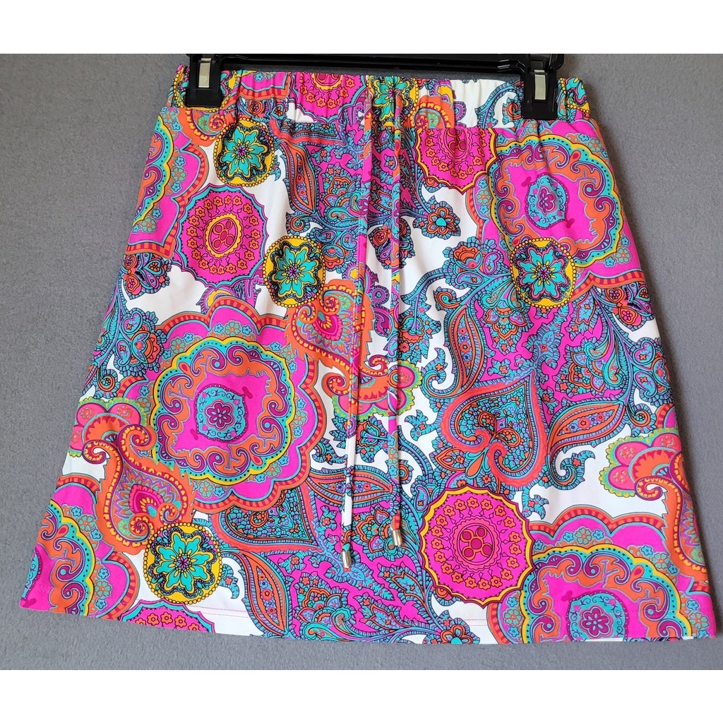 Jude Connally 16” Multicolor Paisley Drawstring Active Golf Skirt Size Small