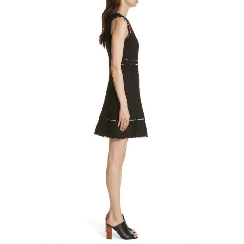 Kate Spade Women's Size 6 Blossom Black Tweed Fit & Flare Sleeveless Mini Dress