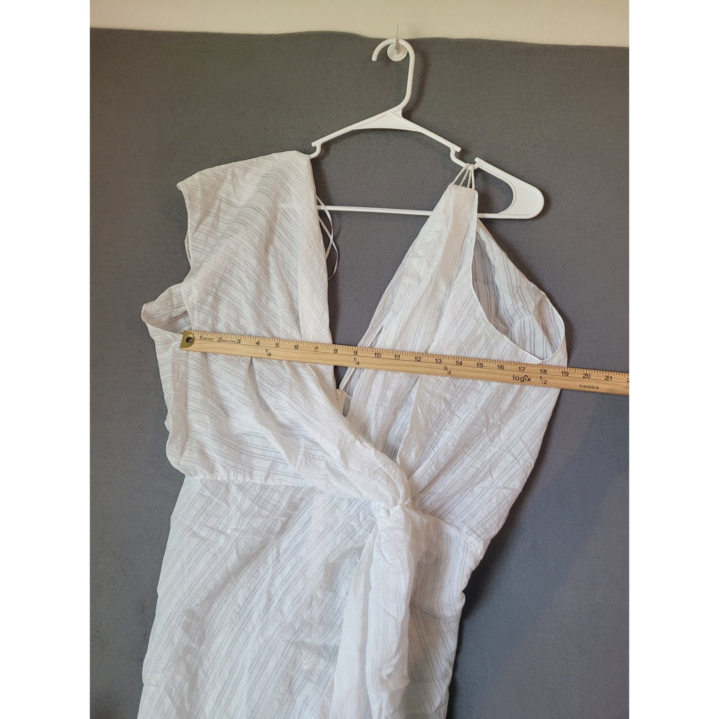 Zara Womens Midi Asymmetric Semi-Sheer Textured Dress White XL 2682/996