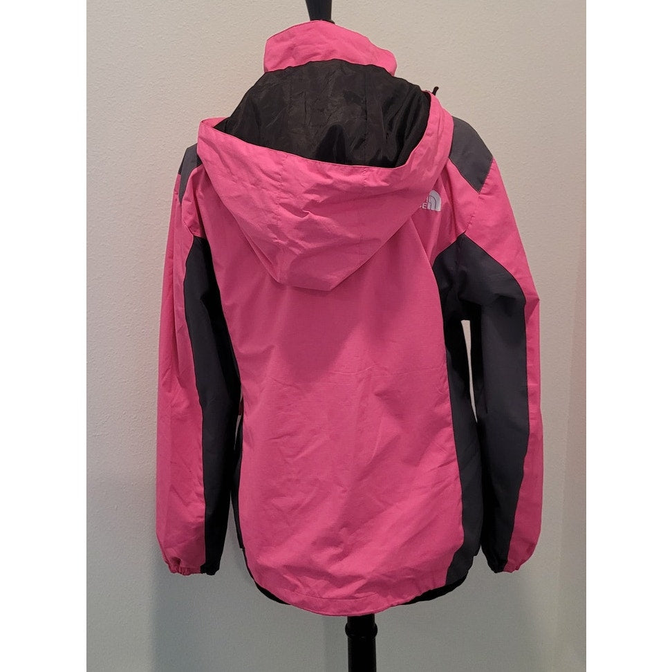 The North Face Pink/Gray Insulated Jacket Removable Hood Lightweight L READ