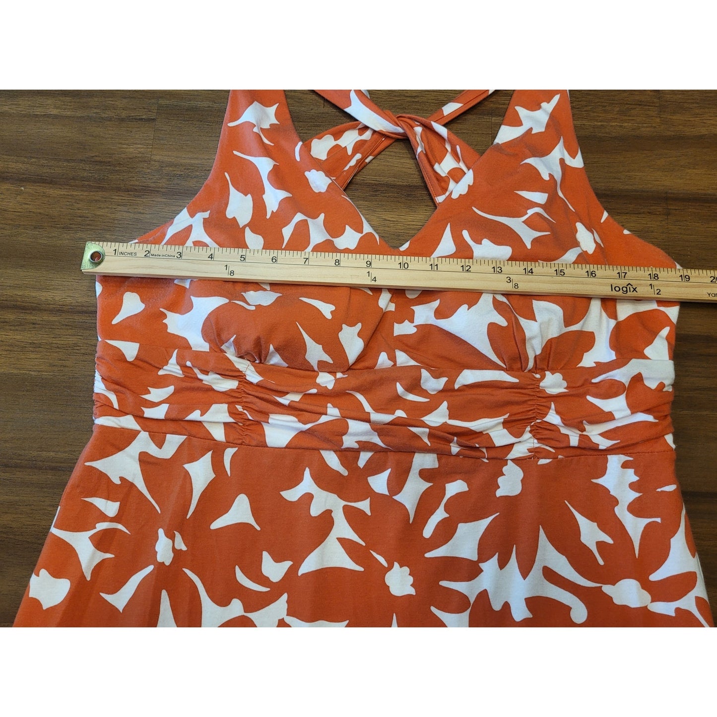 Tommy Bahama Orange Floral Racerback Sundress Padded Sz XL Summer Vacation