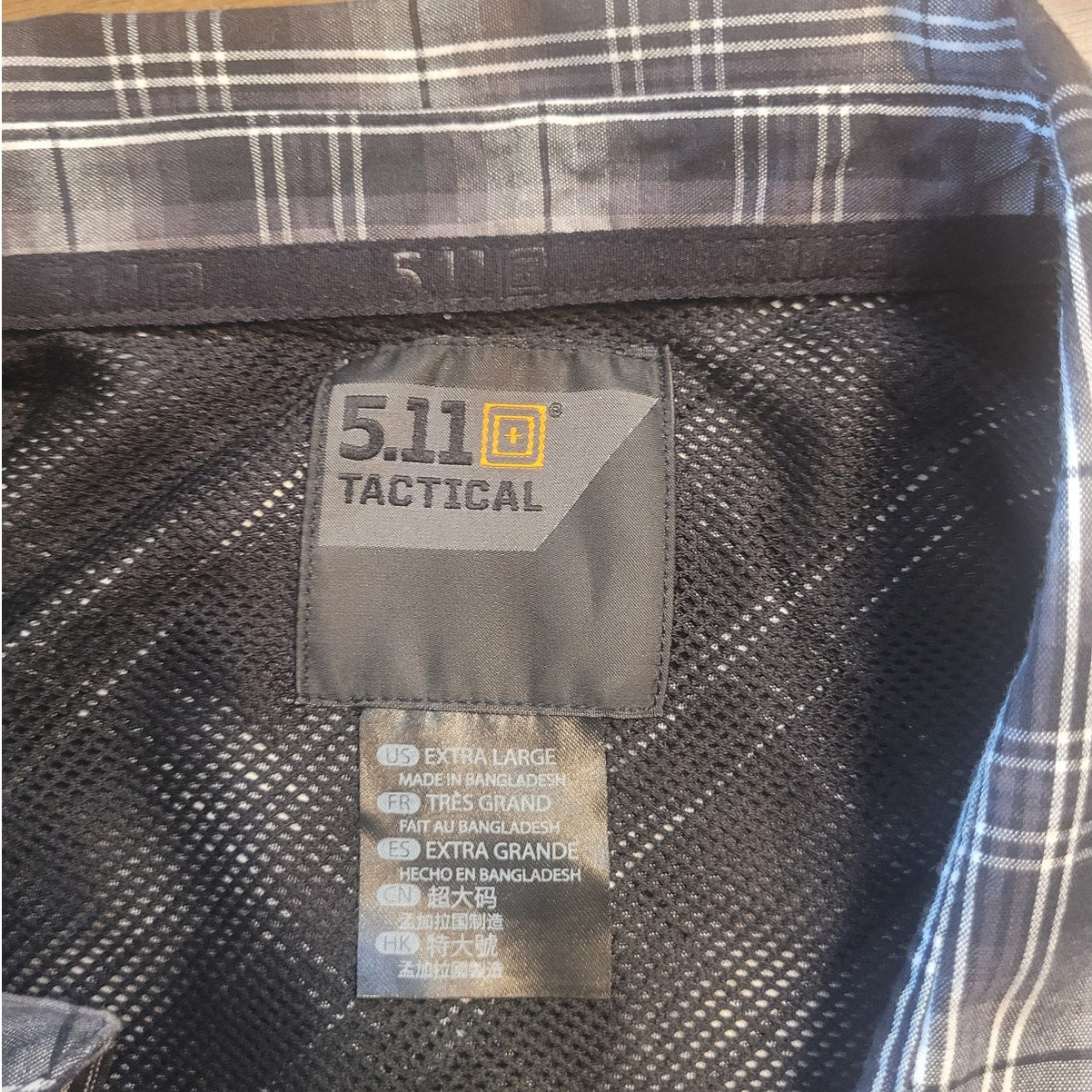 5.11 Tactical Shirt Mens XL Polyester Blend Short Sleeve Breaker Black Plaid