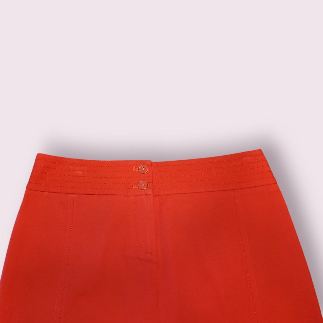 J.McLaughlin Womens Button Detail Pencil Skirt Coral Red Back Vent Sz 0