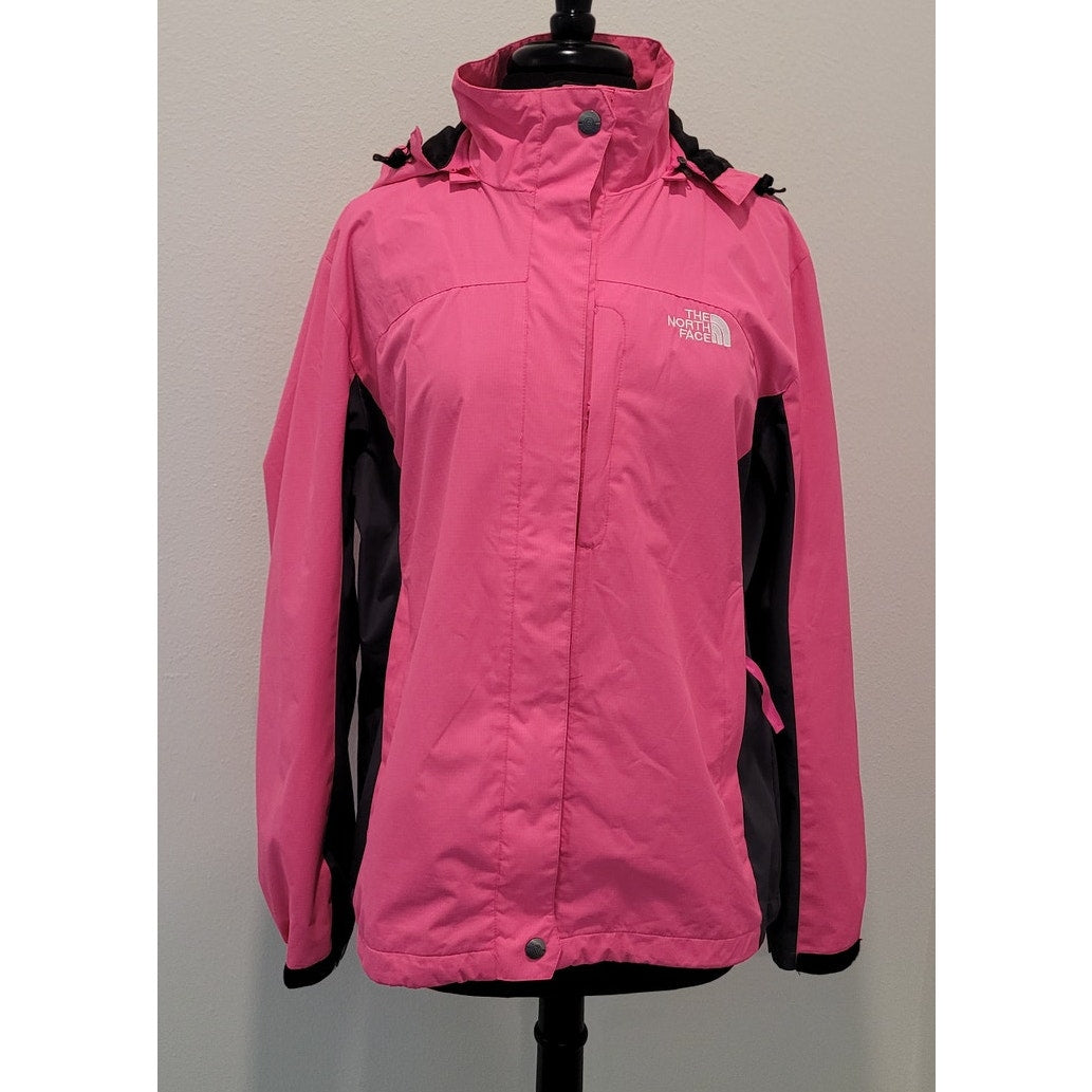 The North Face Pink/Gray Insulated Jacket Removable Hood Lightweight L READ