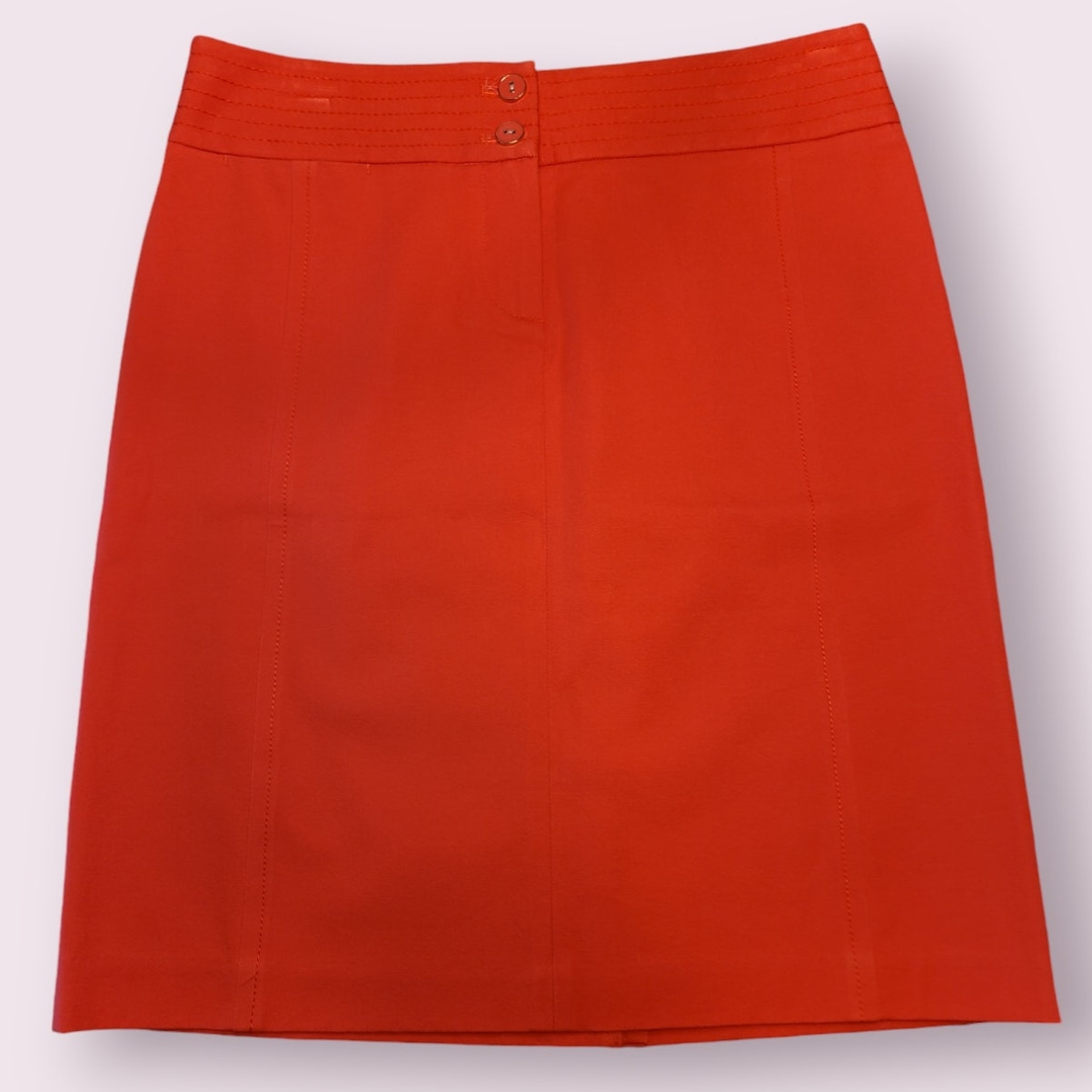 J.McLaughlin Womens Button Detail Pencil Skirt Coral Red Back Vent Sz 0