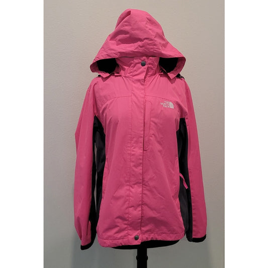 The North Face Pink/Gray Insulated Jacket Removable Hood Lightweight L READ