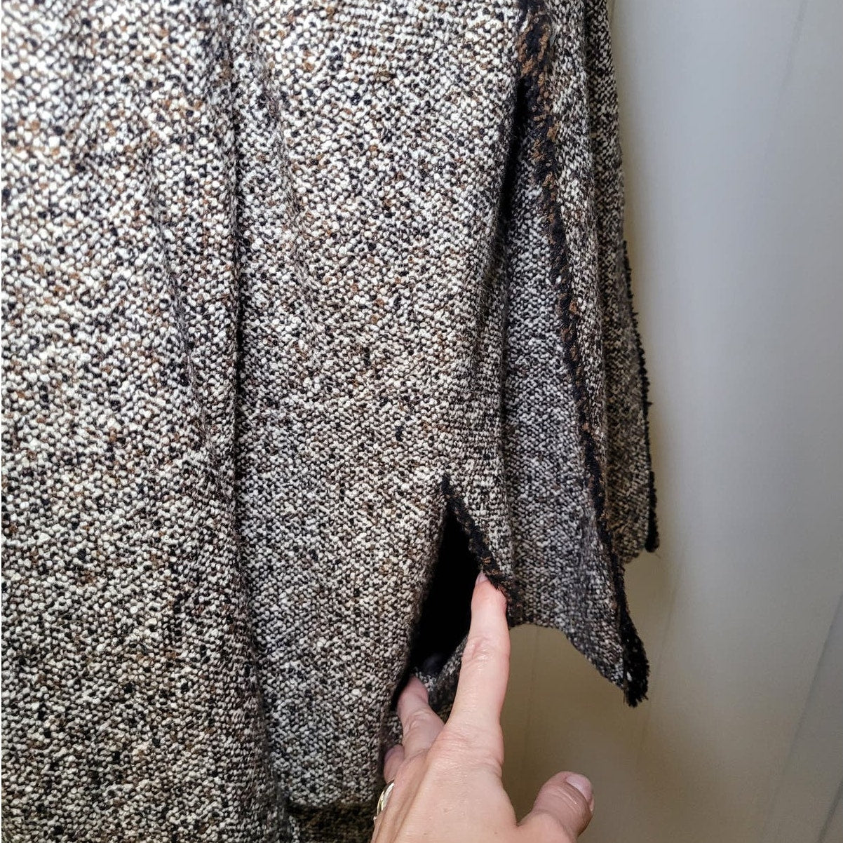 Akris Brown/Beige Speckled Wool Blend Skirt & Jacket Set Size IT 48 - US 16