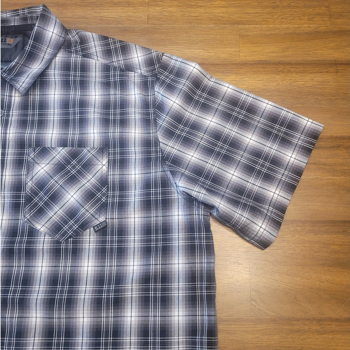 5.11 Tactical Shirt Mens XL Polyester Blend Short Sleeve Breaker Black Plaid